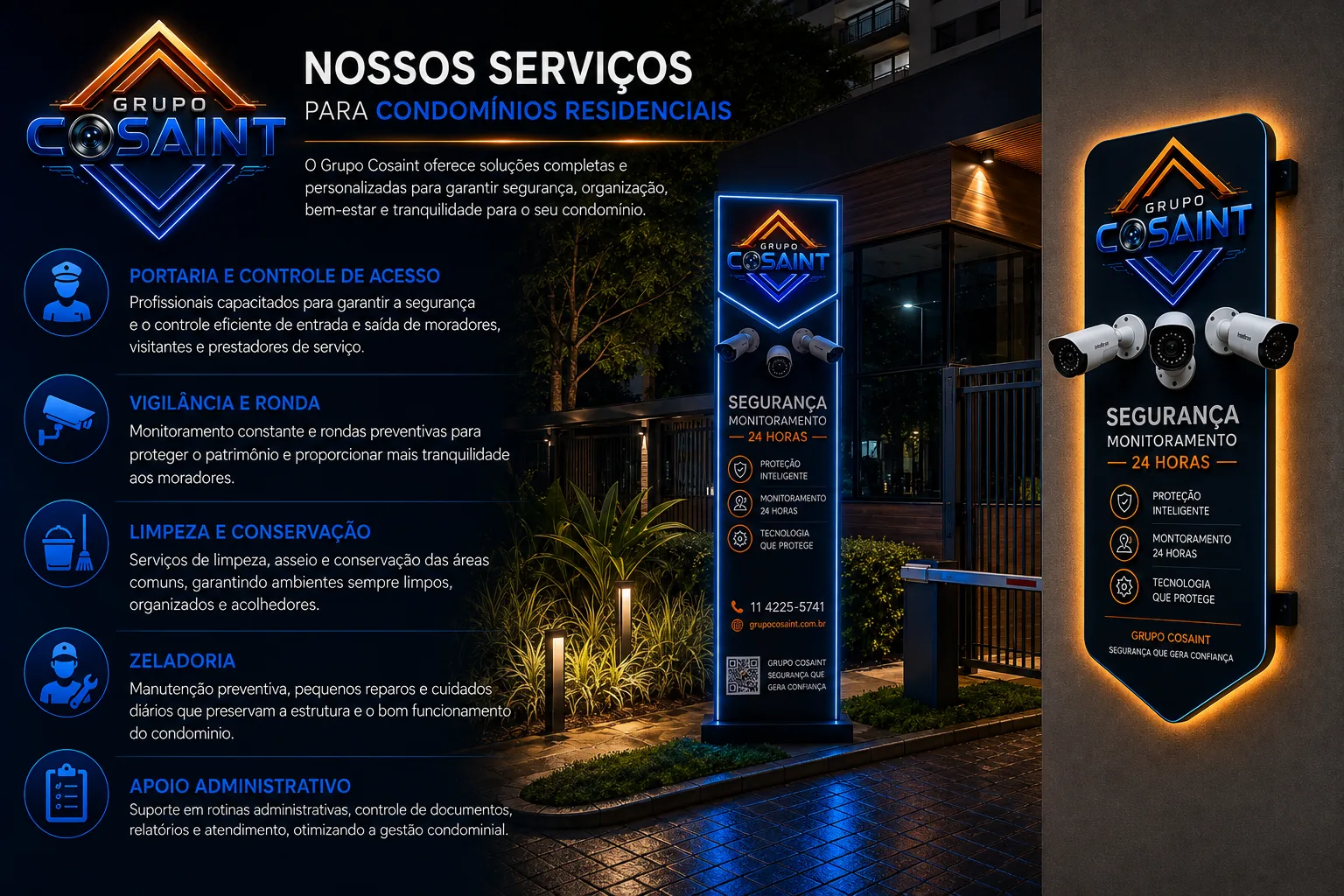 Apresentação original dos totens de segurança do Grupo Cosaint